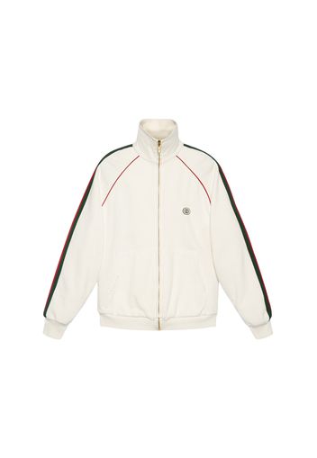 Gucci Jersey Zip-Up Sweatshirt With Web Washed Ivory