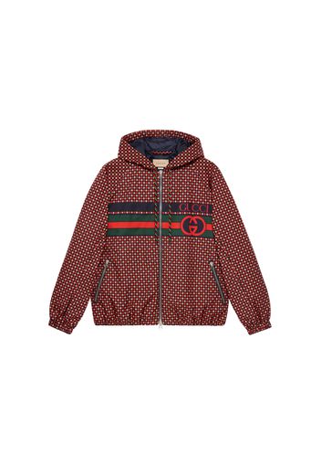 Gucci Geometric Houndstooth Canvas Jacket Blue/Red/Green