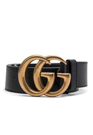 Gucci Double G Gold Buckle Textured Leather Belt 1.5 Width Black