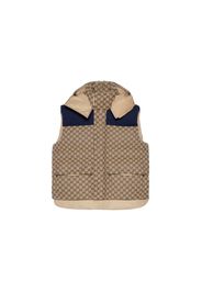 Gucci GG Canvas Down Vest With Detachable Hood Beige/Blue