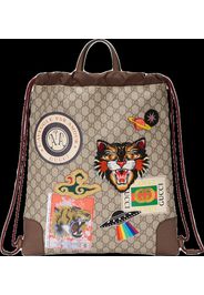 Gucci Courrier Drawstring Supreme Embroidered Appliques Beige Multicolor