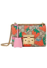 Gucci Padlock Shoulder Bag GG Strawberry Small Beige/Ebony Multicolor