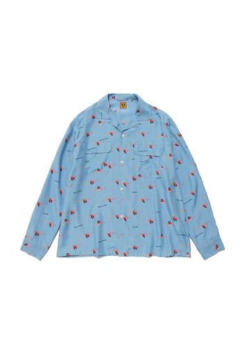 Human Made Flamingo Open Collar L/S Shirt Blue