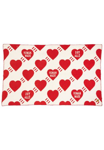 Human Made Cozy Heart Logo Blanket White Red