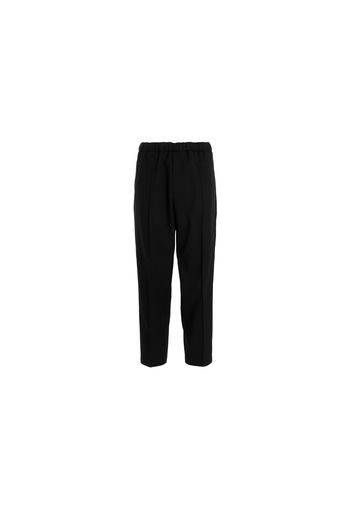 Jil Sander Elastic Drawstring Waist Gabardine Trousers Black