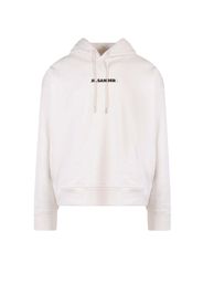 Jil Sander Man Cotton Frontal Logo Hoodie White