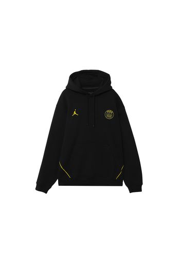 Jordan x Paris Saint-Germain Logo Fleece Pullover Hoodie (Asia Sizing) Black/Tour Yellow