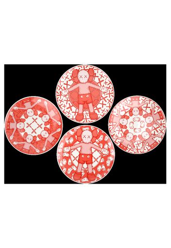 KAWS x Doha Fire Station Ceramic Plates (Set of 4) Red/White