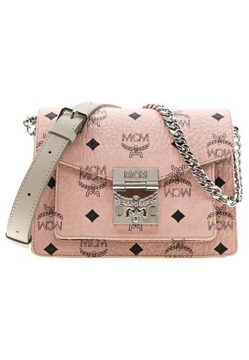 MCM Patricia Visetos Mini Flap Lock Crossbody Soft Pink