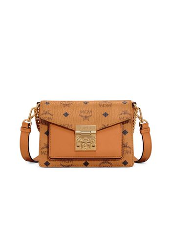 MCM Patricia Flap Lock Crossbody Mini Visetos Cognac