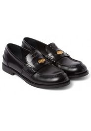 Miu Miu Brushed Leather Penny Loafers (Women's) Sneakers in Black