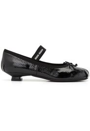 Miu Miu Crinkled Leather Ballerinas Pumps (Women's) Sneakers in Black