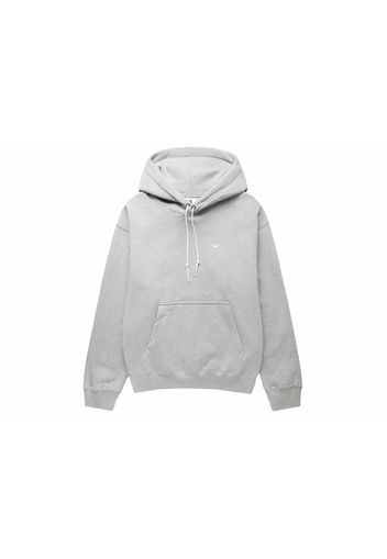 Nike Solo Swoosh Fleece Pullover Hoodie Dark Grey Heather/White