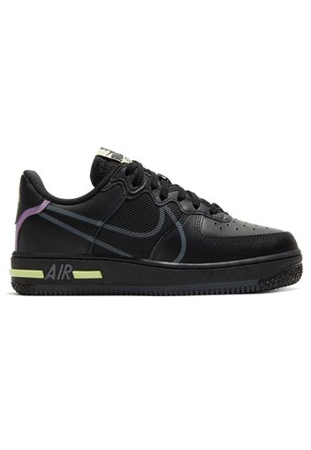 Nike Air Force 1 Low React Black Violet Star Barely Volt (GS)