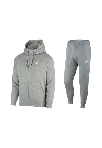 Nike Sportswear Club Fleece Full-Zip Hoodie & Joggers Set Dark Grey Heather/Matte Silver/White