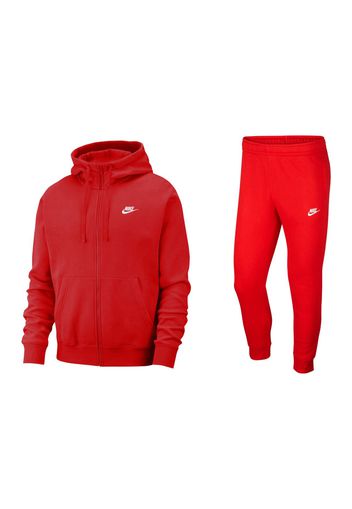 Nike Sportswear Club Fleece Full-Zip Hoodie & Joggers Set University Red/University Red/White