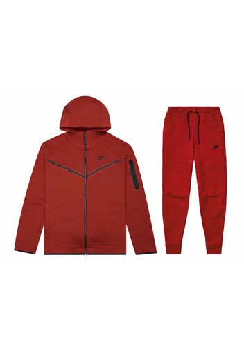 Nike Sportswear Tech Fleece Full Zip Hoodie & Joggers Set Gym Red/Black