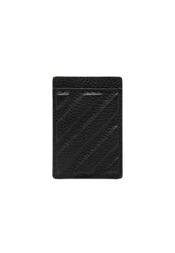 Off-White Diag-Stripe Leather Card Holder Black