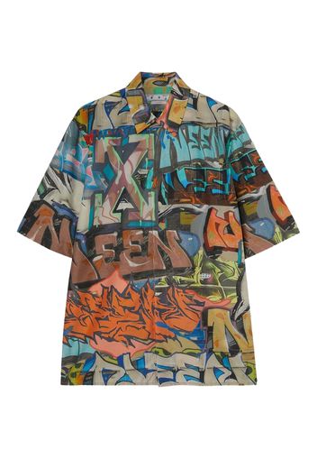 OFF-WHITE Graffiti Print Short Sleeve Shirt Multi