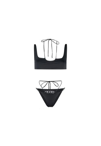 OFF-WHITE Women's Cross Coulisse Bikini Swimsuit Black/White