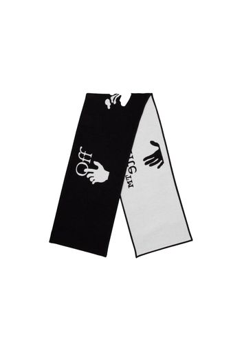 OFF-WHITE Logo-Print Knitted Wool Blend Scarf Black/White