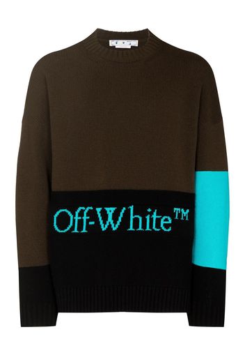 OFF-WHITE Color Block Logo Knit Sweater Brown/Black/Blue