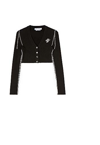 OFF-WHITE Outline Crop Cardigan Black/White