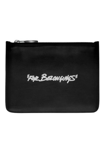OFF-WHITE Quote "For Belongings" Bold Pouch Black