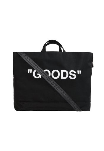 OFF-WHITE Quote Tote Bag "GOODS" Black White