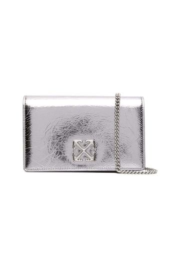 Off-White Jitney 0.5 Leather Clutch Silver