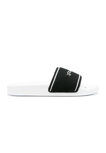 OFF-WHITE Chenille Slide Logo Embroidered Black White