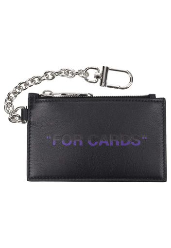 OFF-WHITE Card Case Quote Key Ring Black/Violet