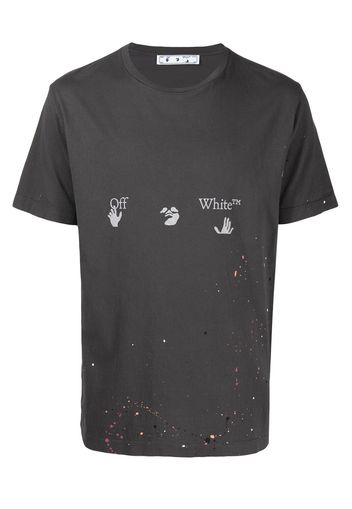 OFF-WHITE Paint Splatter Print T-Shirt Khaki Brown