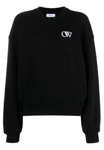 OFF-WHITE OW Logo-Print Cotton Sweatshirt Black