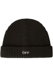 Off-White Embroidered Ribbed-Knit Beanie Black/White