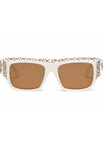 Palm Angels Casablanca Studded Square-Frame Sunglasses White/Caramel (PERI008S22PLA0010160)