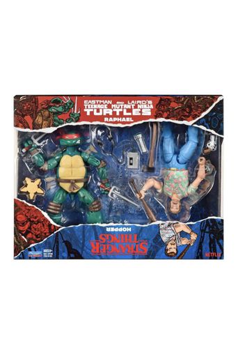 Playmates Toys Teenage Mutant Ninja Turtles x Stranger Things Raphael & Hopper Action Figure 2-Pack