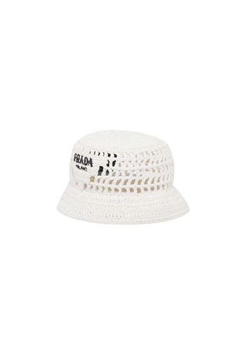 Prada Raffia Bucket Hat White