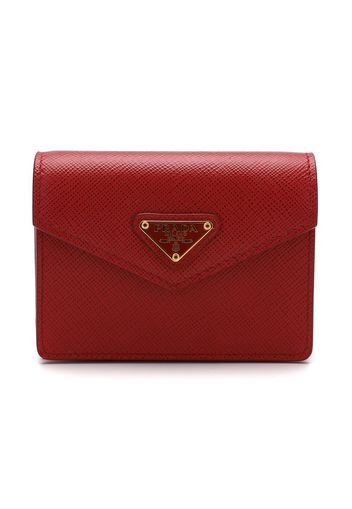 Prada Compact Logo Patch Card Holder Red