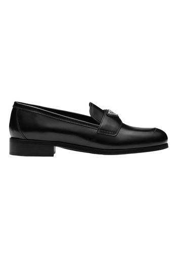 Prada 25mm Penny Loafer Black Brushed Leather