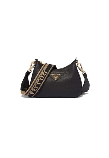 Prada Leather Shoulder Bag Gold-tone Black