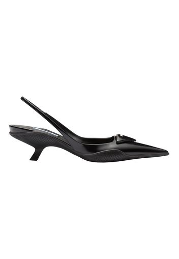 Prada 30mm Sling-Back Pumps Black Brushed Leather