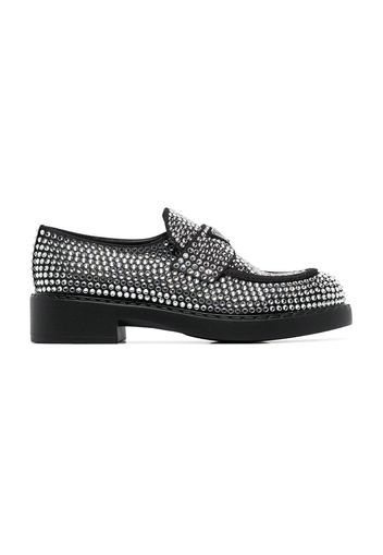 Prada 40mm Crystal Loafers Black Satin