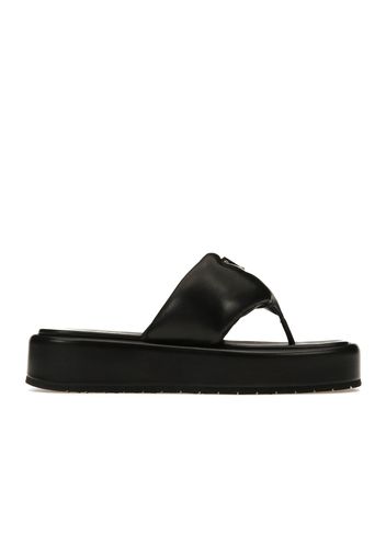 Prada Soft Padded 35mm Thong Wedge Sandals Black Nappa Leather