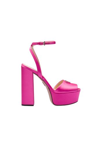 Prada 135mm Platform Sandals Begonia Pink Satin