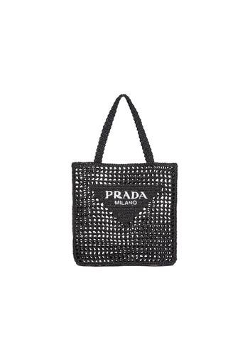 Prada Raffia Tote Bag Black