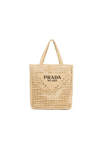 Prada Raffia Tote Bag Tan