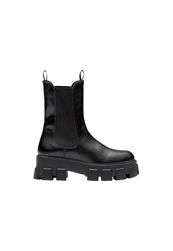 Prada Monolith 55mm Ankle Boot Black Brushed Leather