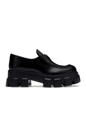 Prada Monolith 55mm Loafer Black Brushed Leather