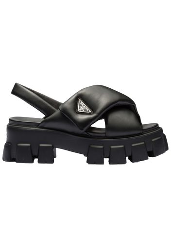 Prada Monolith Padded 55mm Sandals Black Nappa Leather